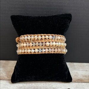Victoria Emerson Crystal and Genuine Pearl Wrap Bracelet
